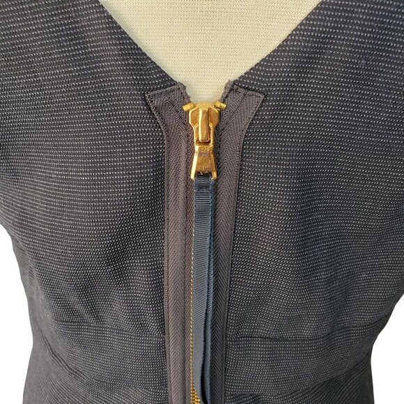 Y2K Marc Marc Jacobs Navy Pin Dot Sheath Dress 10 Wool Blend Belted Bow Back Zip - Picture 9 of 11